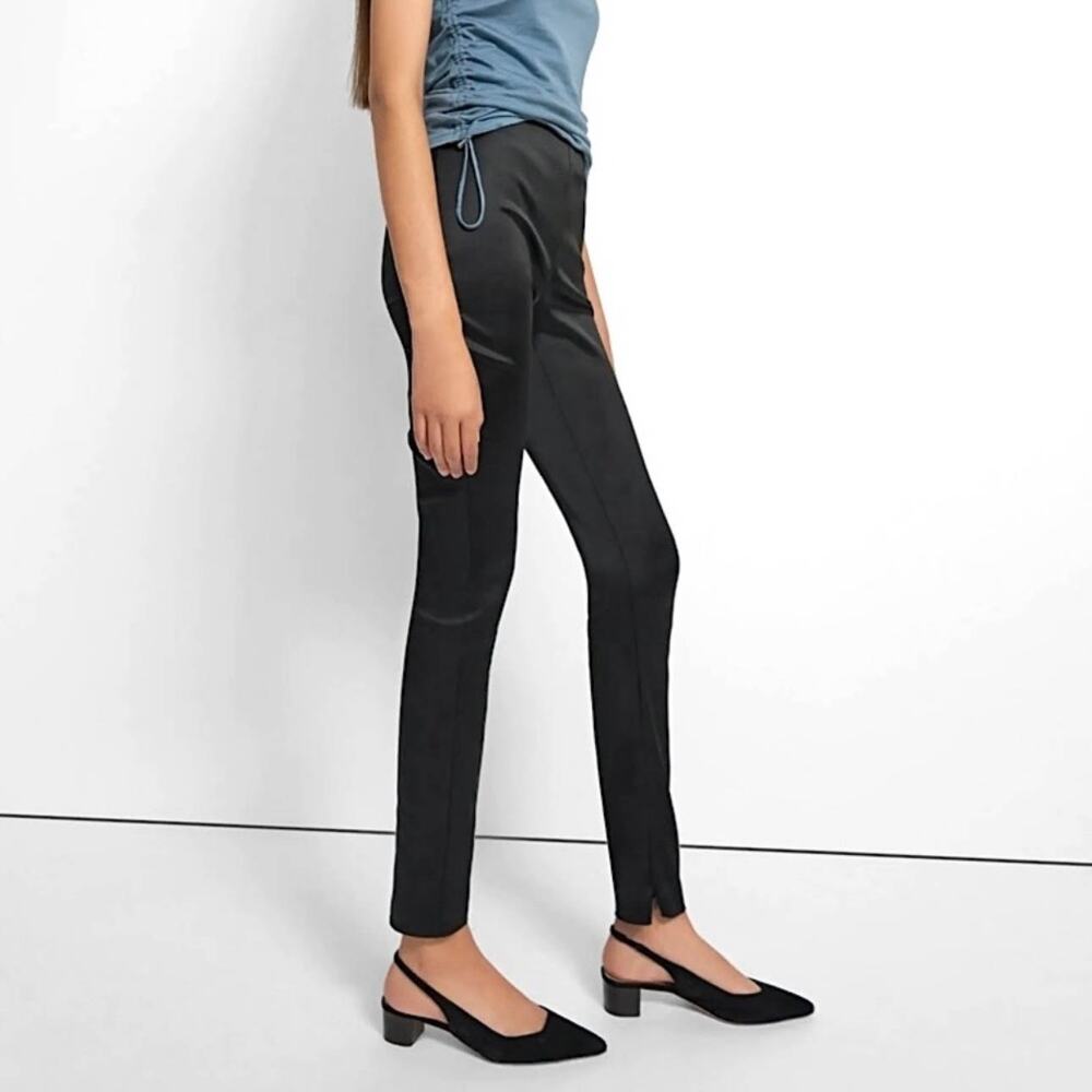 THEORY Satin High Waist Legging Zippered Ankle Pants